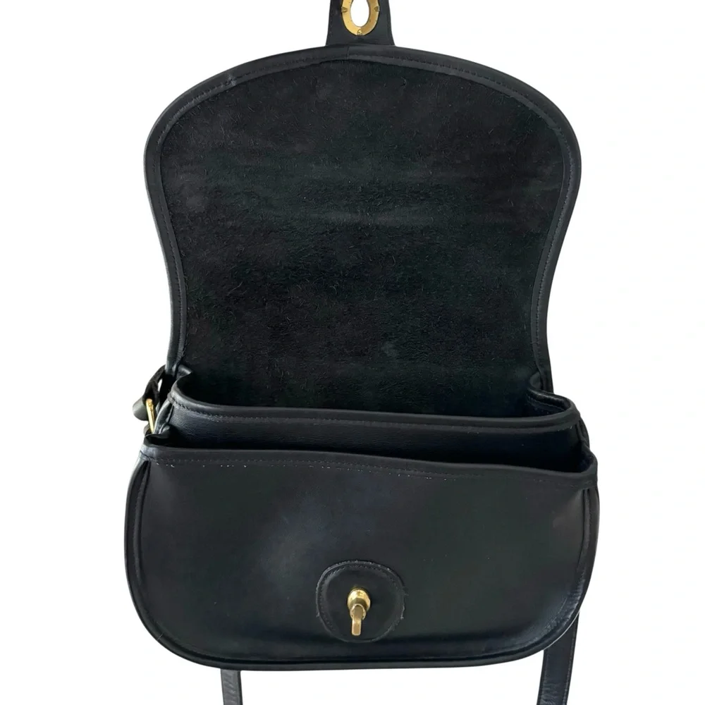 Coach Vintage Leather Prairie Shoulder Bag Messenger Flap Black Crossbody 9954
